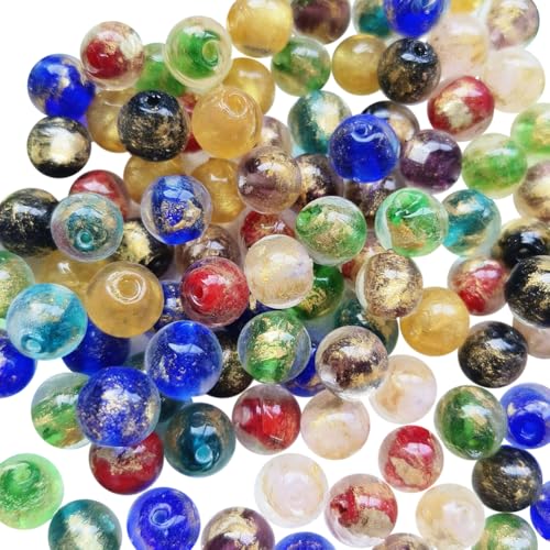50 Stück 8 mm leuchtende Glasperlen, rund, leuchtet im Dunkeln, Freundschaftsarmband, glatte lose Kugelperlen mit goldenem Glitzer für DIY-Schmuckherstellung 50 Stück 8 mm leuchtende Glasperlen, rund, leuchtet im Dunkeln, Freundschaftsarmband, glatte lose Kugelperlen mit goldenem Glitzer für DIY-Schmuckherstellung von FSSTUD