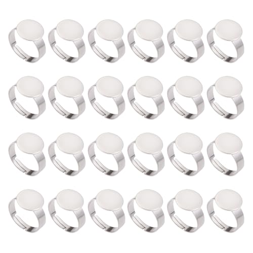 50 Stück verstellbare Edelstahl-Rohlinge, flache Metall-Ringe, runde Bastel-Fingerringe, DIY-Ring-Basis, leere Basis, Schmuckherstellung, Fundstücke zum Basteln von FSSTUD