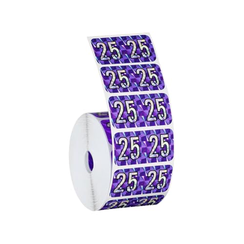 500 Stück 38 x 19 mm 2025 Jahresaufkleber, selbstklebend, Jahres-Etiketten, Zahl 25, 25 Diagrammaufkleber, farbcodierte Ordneretiketten, Violett 500 Stück 38 x 19 mm 2025 Jahresaufkleber, selbstklebend, Jahres-Etiketten, Zahl 25, 25 Diagrammaufkleber, farbcodierte Ordneretiketten, Violett von FSSTUD