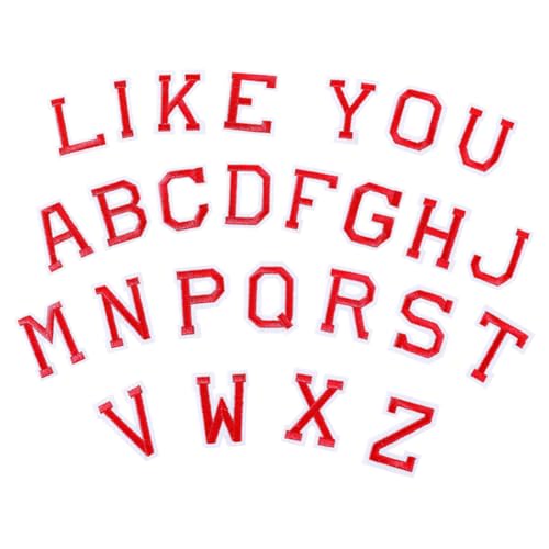 52 Stück Aufnäher zum Aufbügeln mit Buchstaben, Alphabet, Aufnäher von A bis Z, Kleidung, bestickte Buchstaben-Applikationen, Stoff, zum Aufnähen, dekorative Reparaturflicken in Rot 52 Stück Aufnäher zum Aufbügeln mit Buchstaben, Alphabet, Aufnäher von A bis Z, Kleidung, bestickte Buchstaben-Applikationen, Stoff, zum Aufnähen, dekorative Reparaturflicken in Rot von FSSTUD