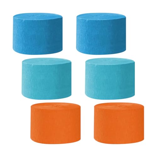 6 Rollen 4,5 cm x 25 m Krepppapier Party Luftschlangen Seidenpapier hängende Luftschlangen mehrfarbig Luftschlangen Hintergrund Hochzeit Party Girlande Dekorationen Hellblau Himmelblau und Orange 6 Rollen 4,5 cm x 25 m Krepppapier Party Luftschlangen Seidenpapier hängende Luftschlangen mehrfarbig Luftschlangen Hintergrund Hochzeit Party Girlande Dekorationen Hellblau Himmelblau und Orange von FSSTUD