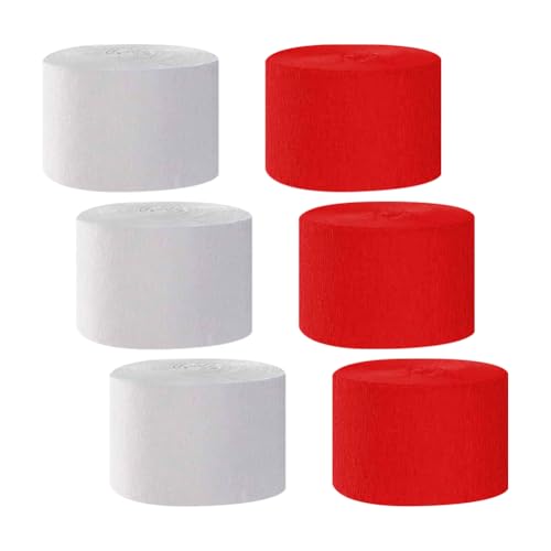 6 Rollen 4,5 cm x 25 m Krepppapier Party Luftschlangen Seidenpapier hängende Luftschlangen mehrfarbig Luftschlangen Hintergrund Hochzeit Party Girlande Dekorationen Weiß und Rot 6 Rollen 4,5 cm x 25 m Krepppapier Party Luftschlangen Seidenpapier hängende Luftschlangen mehrfarbig Luftschlangen Hintergrund Hochzeit Party Girlande Dekorationen Weiß und Rot von FSSTUD