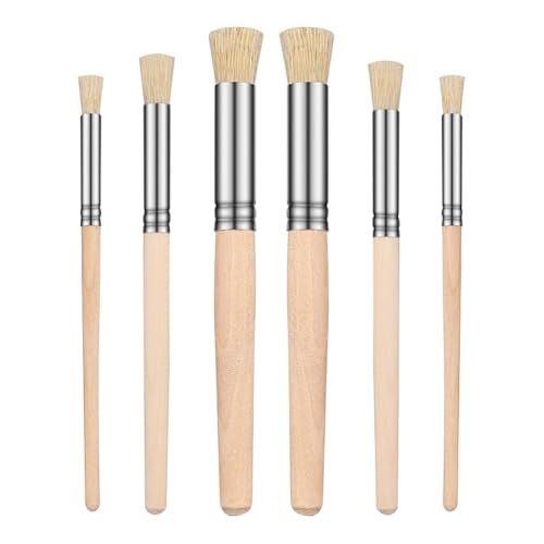 6 Stück Holzschablonen-Pinsel, Naturholzborsten, Malpinsel, Kunstschablonen-Pinsel, lange Schablonen-Pinsel, Schablonen-Malpinsel, Werkzeuge für Bastelarbeiten 6 Stück Holzschablonen-Pinsel, Naturholzborsten, Malpinsel, Kunstschablonen-Pinsel, lange Schablonen-Pinsel, Schablonen-Malpinsel, Werkzeuge für Bastelarbeiten von FSSTUD