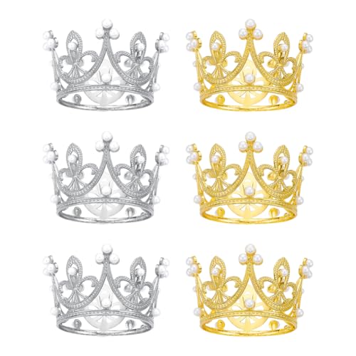 6 Stück Perlenkronen-Kuchenaufsatz, Prinzessinnen-Tiara-Kuchenaufsatz, kleine Cupcake-Topper, Kronen, Blumenstrauß, Kronen, Königin, Party, Cupake-Dekorationen für Hochzeit, Geburtstag 6 Stück Perlenkronen-Kuchenaufsatz, Prinzessinnen-Tiara-Kuchenaufsatz, kleine Cupcake-Topper, Kronen, Blumenstrauß, Kronen, Königin, Party, Cupake-Dekorationen für Hochzeit, Geburtstag von FSSTUD