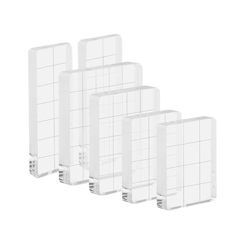 6 Stück transparente Acryl-Stempelblöcke, Kartenherstellung, Stempelblöcke, Fotografie-Block, Requisiten, dekoratives Scrapbooking-Stempelblock, Bastelstempelwerkzeug mit Gitterlinien für DIY von FSSTUD