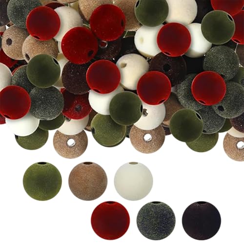 60 Stück 16 mm große Weihnachts-Samtperlen, rot, grün, runde Ornament-Perlen, Weihnachtsschmuck, Perlen, Urlaub, hängende Perlen, Festival, Abstandshalter, dekorative Bastelperlen für Zuhause, Party 60 Stück 16 mm große Weihnachts-Samtperlen, rot, grün, runde Ornament-Perlen, Weihnachtsschmuck, Perlen, Urlaub, hängende Perlen, Festival, Abstandshalter, dekorative Bastelperlen für Zuhause, Party von FSSTUD