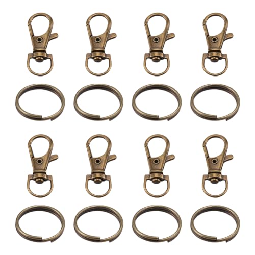 60 Stück Karabinerhaken und Schlüsselringe aus Metall, Drehverschlüsse, Schlüsselband, Schlüsselanhänger, Karabinerhaken, Basteln, Hängende Verschlüsse, Bronze 60 Stück Karabinerhaken und Schlüsselringe aus Metall, Drehverschlüsse, Schlüsselband, Schlüsselanhänger, Karabinerhaken, Basteln, Hängende Verschlüsse, Bronze von FSSTUD