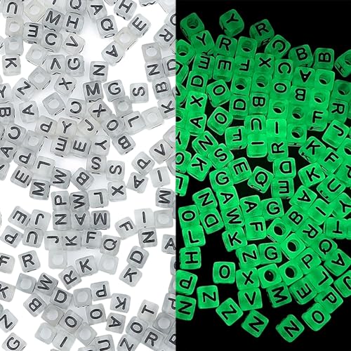 600 Stück 6 mm leuchtende Alphabet-Perlen, Würfel, leuchtende Buchstabenperlen, gemischte Alphabet-Perlen, quadratische Alphabet-Perlen, lose Abstandshalter, Perlen für Bastelarbeiten, 600 Stück 6 mm leuchtende Alphabet-Perlen, Würfel, leuchtende Buchstabenperlen, gemischte Alphabet-Perlen, quadratische Alphabet-Perlen, lose Abstandshalter, Perlen für Bastelarbeiten, von FSSTUD
