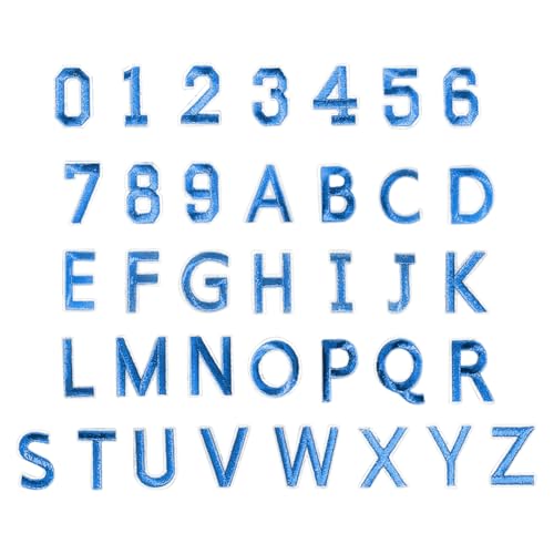 72-teiliges Set mit Buchstaben und Zahlen, bestickt, Alphabet, Buchstaben, Stoffnummern, Applikationen, zum Aufnähen, Aufbügeln, Stickerei, Zahlen, dekorative DIY-Applikation, Blau von FSSTUD