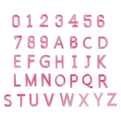 72-teiliges Set mit Buchstaben und Zahlen, bestickt, Alphabet, Buchstaben, Stoffnummern, Applikationen, zum Aufnähen, Aufbügeln, Stickerei, Zahlen, dekorative DIY-Applikation, rosa 72-teiliges Set mit Buchstaben und Zahlen, bestickt, Alphabet, Buchstaben, Stoffnummern, Applikationen, zum Aufnähen, Aufbügeln, Stickerei, Zahlen, dekorative DIY-Applikation, rosa von FSSTUD