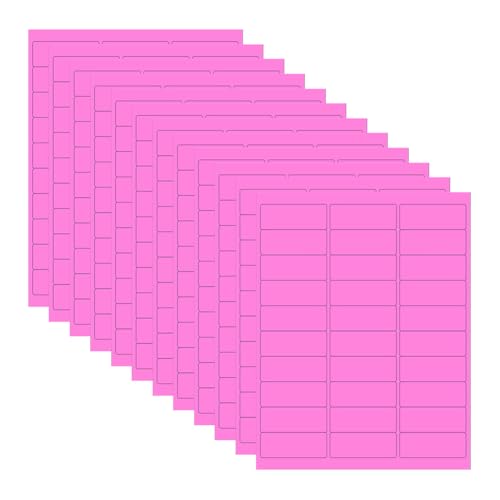 720 Stück 67 x 25 mm Neonfarbene Etiketten-Aufkleber, fluoreszierende Farbe, Papier-Etiketten, selbstklebende Adress-Etiketten, bedruckbar, rechteckig, Aufkleber für Umschläge, Pakete, Hot Pink von FSSTUD