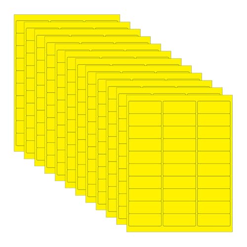 720 Stück 67 x 25 mm Neonfarbene Etiketten-Aufkleber, fluoreszierende Farbe, Papier-Etiketten, selbstklebende Adress-Etiketten, bedruckbar, rechteckig, für Umschläge, Pakete, Gelb von FSSTUD