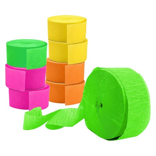 8 Rollen Neon-Krepppapier-Luftschlangen, fluoreszierendes Papier, bunte Papier-Luftschlangen, Neon-Partyzubehör, Neonlicht, Geburtstagsparty-Dekorationen für Fiesta-Party von FSSTUD
