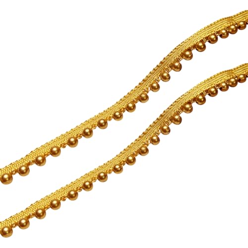 9,1 m x 0,6 cm goldene Perlenspitzenborte Kunstperlen Spitzenband Hochzeitskleid Nähen Borten besticktes Perlenband Kleidungsbesatz Zubehör für DIY Handwerk von FSSTUD