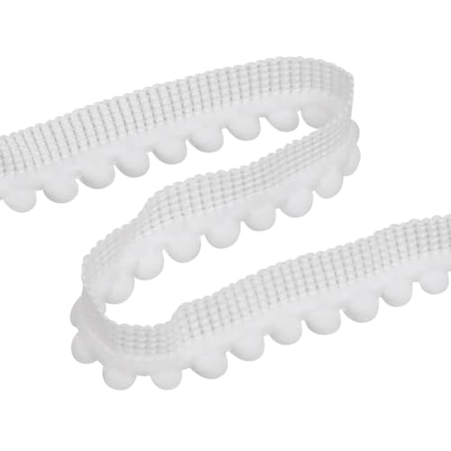 9,1 m x 1,3 cm Pompom-Ball Fransenbesatz Pom Pom Handwerk Trimmen Quaste Spitzenband Nähen Fransen Band Kleidung Trim Dekoration für Kissen Kleidung Weiß von FSSTUD