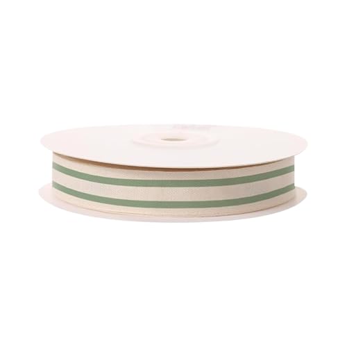 9,1 m x 1,6 cm natürliche Baumwolle, gestreift, Geschenkband, Hochzeitsblumenstrauß, Stoff, Kuchendekoration, Haarschleife, Bastelband, für Bastelarbeiten, Grün 9,1 m x 1,6 cm natürliche Baumwolle, gestreift, Geschenkband, Hochzeitsblumenstrauß, Stoff, Kuchendekoration, Haarschleife, Bastelband, für Bastelarbeiten, Grün von FSSTUD
