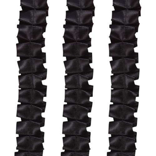 9,1 m x 2,5 cm gerafftes Rüschenband, plissiert, Satin, Stoffband, doppelt plissiert, Vintage-Verzierung, elegante DIY-Kleidungsbänder für Bastelarbeiten, Hochzeitskleid, Schwarz 9,1 m x 2,5 cm gerafftes Rüschenband, plissiert, Satin, Stoffband, doppelt plissiert, Vintage-Verzierung, elegante DIY-Kleidungsbänder für Bastelarbeiten, Hochzeitskleid, Schwarz von FSSTUD