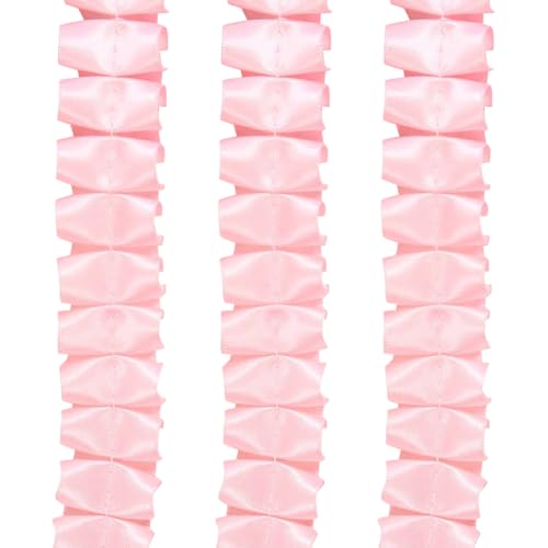 9,1 m x 2,5 cm gerafftes Rüschenband, plissiert, Satin, Stoffband, doppelt plissiert, Vintage-Verzierung, elegante DIY-Kleidungsbänder zum Basteln, Hochzeitskleid, Rosa 9,1 m x 2,5 cm gerafftes Rüschenband, plissiert, Satin, Stoffband, doppelt plissiert, Vintage-Verzierung, elegante DIY-Kleidungsbänder zum Basteln, Hochzeitskleid, Rosa von FSSTUD