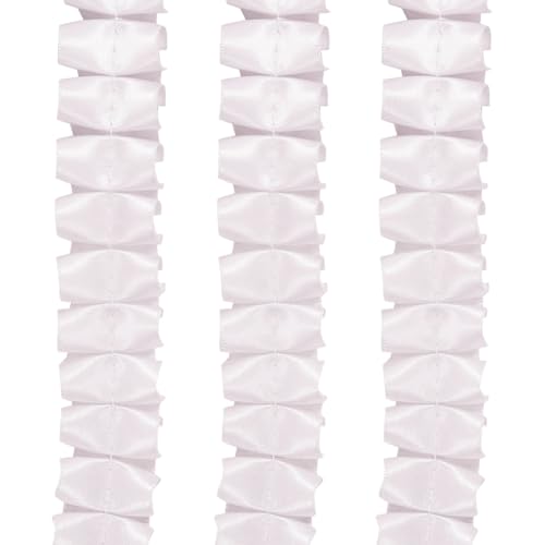 9,1 m x 2,5 cm gerafftes Rüschenband, plissiert, Satin, Stoffband, doppelt plissiert, Vintage-Verzierung, elegante DIY-Kleidungsbänder zum Basteln, Hochzeitskleid, Weiß 9,1 m x 2,5 cm gerafftes Rüschenband, plissiert, Satin, Stoffband, doppelt plissiert, Vintage-Verzierung, elegante DIY-Kleidungsbänder zum Basteln, Hochzeitskleid, Weiß von FSSTUD