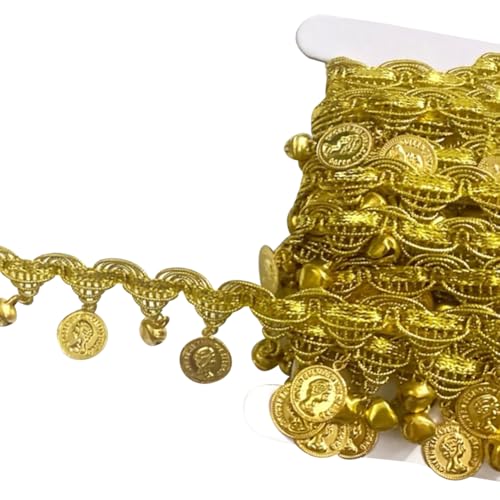 9,1 m x 3,5 cm goldene Münze Pailletten Fransenborte Sparkle Spitzenband Metallic Braid Bänder Geflochtene Kleidung Trims Pailletten Quaste Trim Dekorative Nähen Einfassung Trims für Kleidung 9,1 m x 3,5 cm goldene Münze Pailletten Fransenborte Sparkle Spitzenband Metallic Braid Bänder Geflochtene Kleidung Trims Pailletten Quaste Trim Dekorative Nähen Einfassung Trims für Kleidung von FSSTUD