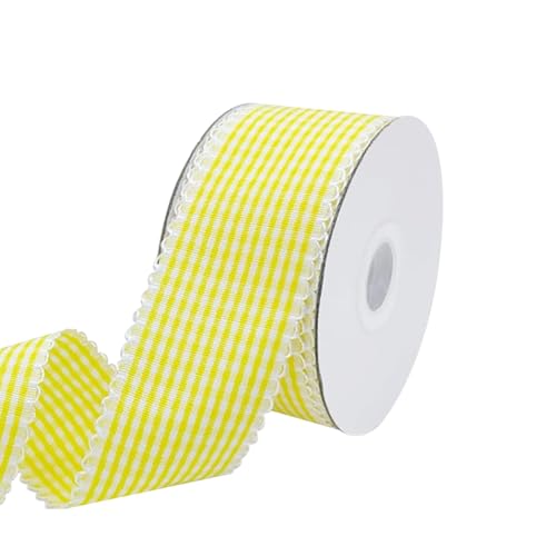 9,1 m x 3,8 cm Gingham-Geschenkband, karierte Schleifenband, Frühlingsblumen-Band, Weihnachts-Büffel-Karo-Bänder, Hochzeits-Borte für Brautparty, Gelb 9,1 m x 3,8 cm Gingham-Geschenkband, karierte Schleifenband, Frühlingsblumen-Band, Weihnachts-Büffel-Karo-Bänder, Hochzeits-Borte für Brautparty, Gelb von FSSTUD