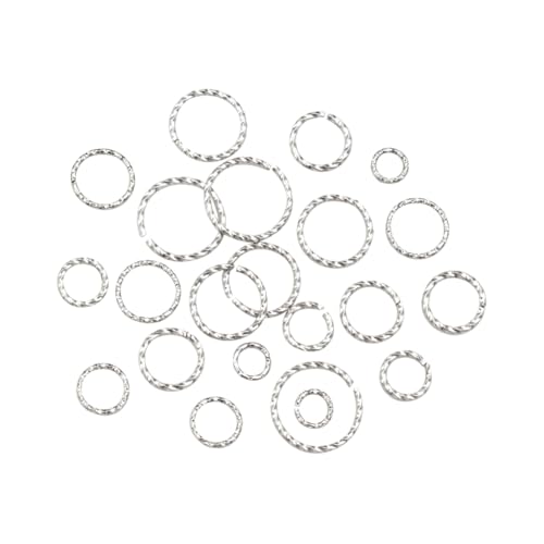 90 Stück gedrehte, offene Binderinge-Set, verschiedene Größen, Binderinge, DIY-Schmuckherstellung, O-Ring, winziger Metall-Halskettenring, Edelstahl-Armbandverbinder für Ohrringe, Schlüsselanhänger von FSSTUD