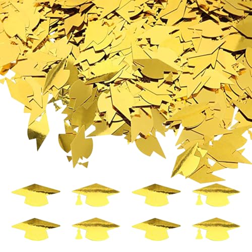 90 g Abschlusskappen, Tischkonfetti, kleine Abschlusskappen, Ausschnitte, Abschlussfeier, Party, Tischstreuung, Metallfolie, Konfetti, Kunststoff, Partydekorationen für Schule, Zuhause, goldfarben 90 g Abschlusskappen, Tischkonfetti, kleine Abschlusskappen, Ausschnitte, Abschlussfeier, Party, Tischstreuung, Metallfolie, Konfetti, Kunststoff, Partydekorationen für Schule, Zuhause, goldfarben von FSSTUD