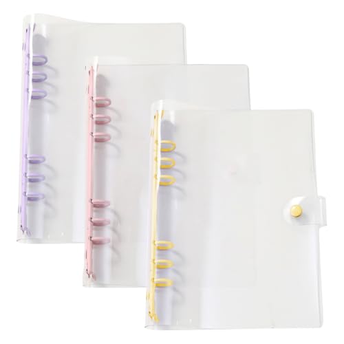 A6 transparente Ordner, PVC, 6 Ringe, nachfüllbar, Notizbuch, lose Blätter, 6 Löcher, Planer, Einband mit Druckknopf, für Schule, Büro, 3 Stück A6 transparente Ordner, PVC, 6 Ringe, nachfüllbar, Notizbuch, lose Blätter, 6 Löcher, Planer, Einband mit Druckknopf, für Schule, Büro, 3 Stück von FSSTUD