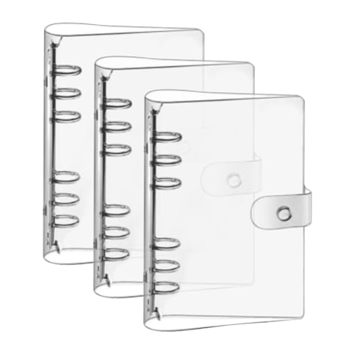 A6 weiche PVC-Ordnereinband, transparent, 6 Ringbücher, transparenter Einband, Notizbuch, nachfüllbar, Planer, lose Blätter, Ordner für Schule, Büro, 3 Stück A6 weiche PVC-Ordnereinband, transparent, 6 Ringbücher, transparenter Einband, Notizbuch, nachfüllbar, Planer, lose Blätter, Ordner für Schule, Büro, 3 Stück von FSSTUD