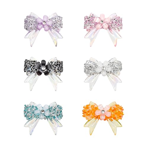 Acryl-Strass-Schleifenperlen für Stifte, mehrfarbig, Schleife, Stift, ausgefallene Perlen, große glitzernde, klobige Perlen, niedlicher Glitzer-Diamant-Anhänger für Halsketten, Armbänder, 6 Stück Acryl-Strass-Schleifenperlen für Stifte, mehrfarbig, Schleife, Stift, ausgefallene Perlen, große glitzernde, klobige Perlen, niedlicher Glitzer-Diamant-Anhänger für Halsketten, Armbänder, 6 Stück von FSSTUD