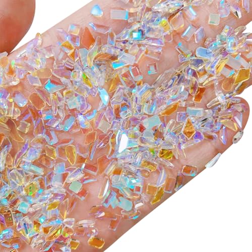 Aurora-Nagelkunst-Strasssteine, 3D, verschiedene Formen, unregelmäßig, schillernd, Nagel-Charms, flache Rückseite, kleine bunte Nageljuwelen, flache Rückseite, Gesicht, Auge, Edelsteine, 200 Stück Aurora-Nagelkunst-Strasssteine, 3D, verschiedene Formen, unregelmäßig, schillernd, Nagel-Charms, flache Rückseite, kleine bunte Nageljuwelen, flache Rückseite, Gesicht, Auge, Edelsteine, 200 Stück von FSSTUD