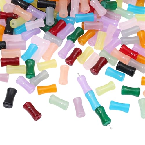 Bambus-Glasperlen, 6 x 12 mm, kleine Bambus-Perlen, Kristallrohr-Abstandhalter, lose Bastelperlen, bunte Glas-Abstandshalter, mehrfarbig, Schmuckherstellung, Zubehör für DIY-Armbänder, 300 Stück von FSSTUD