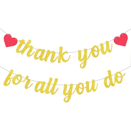 Banner mit Aufschrift "Thank You for All You Do", Glitzer-Wertschätzungsbanner für Mitarbeiter, Dankeschön, hängende Girlande, glänzende Wertschätzung, Party-Dekorationen für Lehrerpersonal Banner mit Aufschrift "Thank You for All You Do", Glitzer-Wertschätzungsbanner für Mitarbeiter, Dankeschön, hängende Girlande, glänzende Wertschätzung, Party-Dekorationen für Lehrerpersonal von FSSTUD