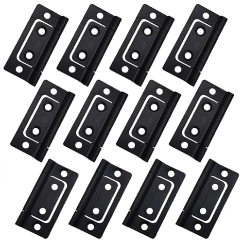 Bifold Türscharniere aus Metall, strapazierfähig, bündig montiert, Scharniere für Küchenschrank, Tür, kleines Gartentor, Scharnier, schwarz, Schrankschubladen, Scharniere für Fenster, Zaun, 12 Stück von FSSTUD