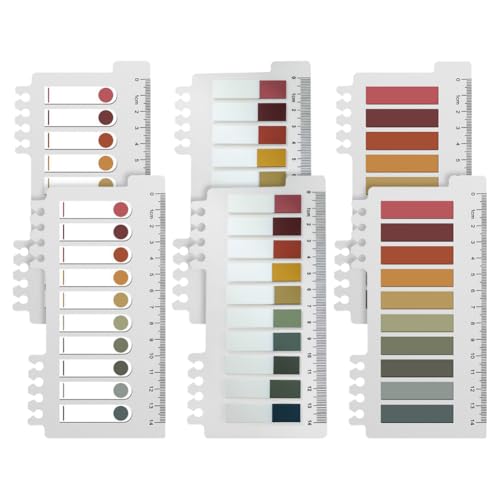Bunte Index-Tabs mit Lineal, selbstklebende Seitenmarkierungen, transparente Buchanmerkungen, Flaggen, Dokumente, Seitenmarker, Aufkleber, wiederverwendbar, 1200 Stück von FSSTUD