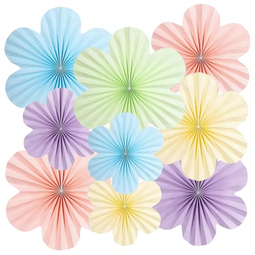 Bunte Papierblumen, mehrfarbig, Blumenfächer, Papierfächer, Wandfächer, Brautparty, Papierblumen, dekorative Party-Papierfächer, Fotohintergrund für Geburtstag, 9 Stück von FSSTUD