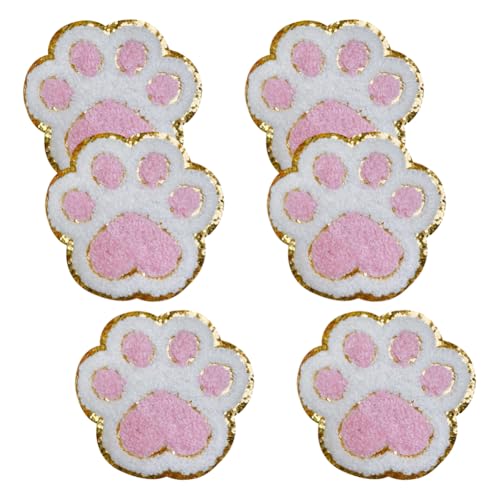 Chenille-Patches mit Pfotenabdruck, kleine Bärentatze, niedlich, selbstklebend, bestickte Applikationen, Tier-Fußabdruck, Kleidung, Reparatur, Dekoration für Handyhülle, 6 Stück Chenille-Patches mit Pfotenabdruck, kleine Bärentatze, niedlich, selbstklebend, bestickte Applikationen, Tier-Fußabdruck, Kleidung, Reparatur, Dekoration für Handyhülle, 6 Stück von FSSTUD