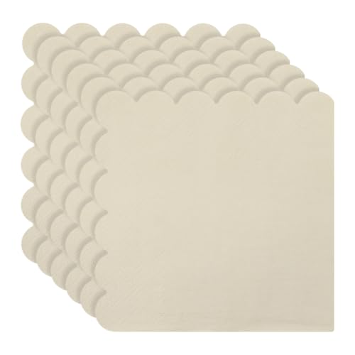 Cocktail-Servietten, 12,7 x 12,7 cm, 2-lagig, gewellt, Brautparty, Dessert-Servietten, gefaltet, Hochzeit, Party, Jahrestag, Empfang, dekorative quadratische Servietten für Geburtstag, Beige, 100 Cocktail-Servietten, 12,7 x 12,7 cm, 2-lagig, gewellt, Brautparty, Dessert-Servietten, gefaltet, Hochzeit, Party, Jahrestag, Empfang, dekorative quadratische Servietten für Geburtstag, Beige, 100 von FSSTUD