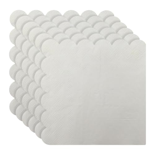 Cocktail-Servietten, 12,7 x 12,7 cm, 2-lagig, gewellt, Brautparty, Dessert-Servietten, gefaltet, Hochzeit, Party, Jahrestag, Empfang, dekorative quadratische Servietten für Geburtstag, Weiß, 100 Stück Cocktail-Servietten, 12,7 x 12,7 cm, 2-lagig, gewellt, Brautparty, Dessert-Servietten, gefaltet, Hochzeit, Party, Jahrestag, Empfang, dekorative quadratische Servietten für Geburtstag, Weiß, 100 Stück von FSSTUD
