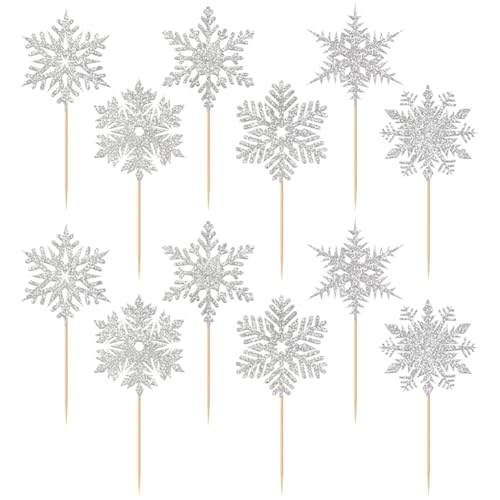 Cupcake-Aufsätze mit Glitzer-Schneeflocken, Winter-Schneeflocken-Picker, Urlaub, Cupcake-Zahnstocher, Weihnachts-Kuchenaufsatz, niedliche Cupcake-Stäbchen, dekorative Cupcake-Picks für Cupcake-Aufsätze mit Glitzer-Schneeflocken, Winter-Schneeflocken-Picker, Urlaub, Cupcake-Zahnstocher, Weihnachts-Kuchenaufsatz, niedliche Cupcake-Stäbchen, dekorative Cupcake-Picks für von FSSTUD