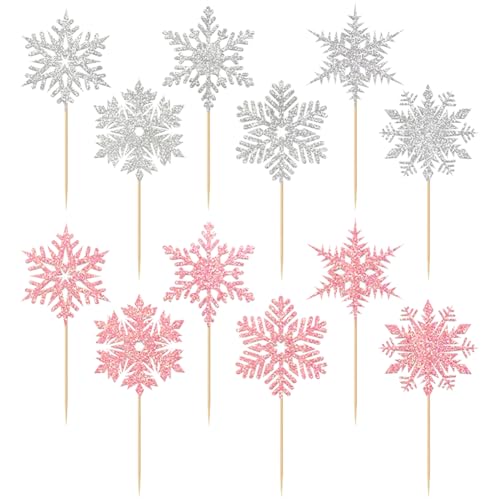 Cupcake-Aufsätze mit Glitzer-Schneeflocken, Winter-Schneeflocken-Picker, Urlaub, Cupcake-Zahnstocher, Weihnachts-Kuchenaufsatz, niedliche Cupcake-Stäbchen, dekorative Cupcake-Picks für Cupcake-Aufsätze mit Glitzer-Schneeflocken, Winter-Schneeflocken-Picker, Urlaub, Cupcake-Zahnstocher, Weihnachts-Kuchenaufsatz, niedliche Cupcake-Stäbchen, dekorative Cupcake-Picks für von FSSTUD