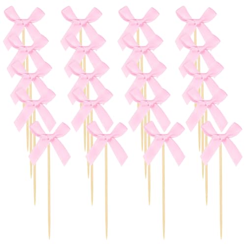 Cupcake-Aufsätze mit Schleife, für Mädchen, Babyparty, süße Schleife, Dessert, Picks, Junggesellinnenabschied, Cupcake-Picks, Hochzeit, Vorspeise, Zahnstocher für Dekorationen, 40 Stück Cupcake-Aufsätze mit Schleife, für Mädchen, Babyparty, süße Schleife, Dessert, Picks, Junggesellinnenabschied, Cupcake-Picks, Hochzeit, Vorspeise, Zahnstocher für Dekorationen, 40 Stück von FSSTUD