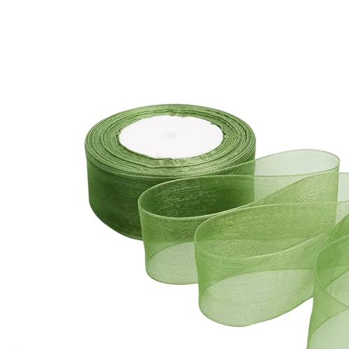 Durchsichtiges Organzaband, Chiffon-Geschenkband, Hochzeitsstrauß, Tüllband, transparent, Schleifenband, dekoratives Brautduschenband, 4,1 cm x 45,7 m, Grün Durchsichtiges Organzaband, Chiffon-Geschenkband, Hochzeitsstrauß, Tüllband, transparent, Schleifenband, dekoratives Brautduschenband, 4,1 cm x 45,7 m, Grün von FSSTUD