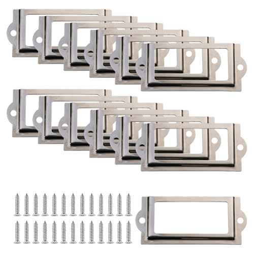 Etikettenrahmen aus Metall, für Aktenschränke, große Schubladen, Etikettenhalter, Regalhalter, Bücherregal, Etiketten, Halter, Schilder, Etiketten, Displayhalter mit 50 Schrauben für Büro, Zuhause, 25 Etikettenrahmen aus Metall, für Aktenschränke, große Schubladen, Etikettenhalter, Regalhalter, Bücherregal, Etiketten, Halter, Schilder, Etiketten, Displayhalter mit 50 Schrauben für Büro, Zuhause, 25 von FSSTUD