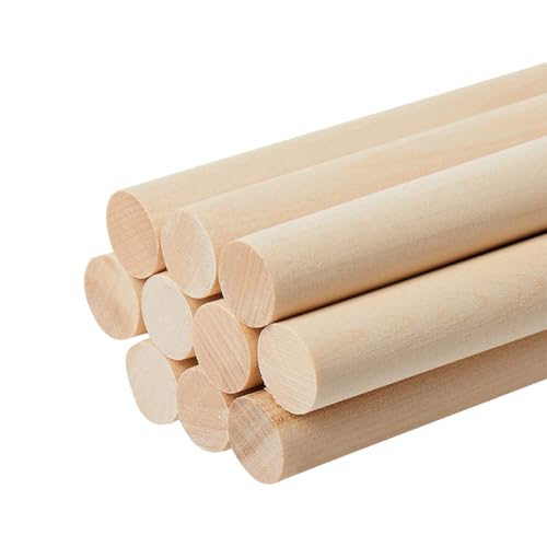 FSSTUD 10 Stück 15 mm x 30 cm unlackiertes Holz, runde Stäbe, Naturholz, Dübelstäbe, Modellbau, Holzdübelstäbe, Bastelstäbe für Kunst FSSTUD 10 Stück 15 mm x 30 cm unlackiertes Holz, runde Stäbe, Naturholz, Dübelstäbe, Modellbau, Holzdübelstäbe, Bastelstäbe für Kunst von FSSTUD