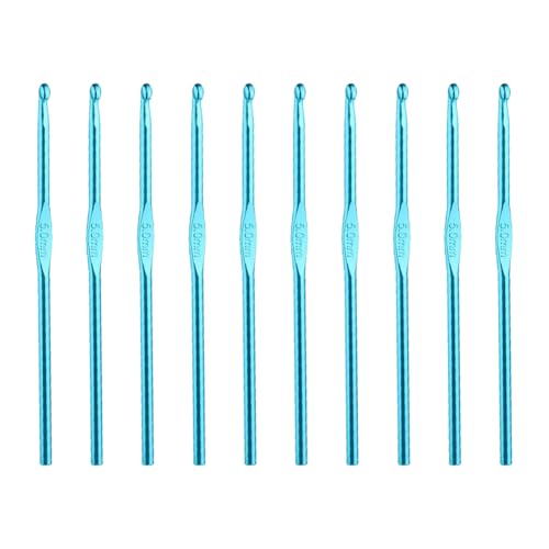 FSSTUD 10 Stück Aluminium-Häkelnadeln, Metall, Häkelnadeln, lange Stricknadeln, Legierung, Weberei, Häkelnadeln, Handnähnadeln für Frauen, 5 mm, Blau FSSTUD 10 Stück Aluminium-Häkelnadeln, Metall, Häkelnadeln, lange Stricknadeln, Legierung, Weberei, Häkelnadeln, Handnähnadeln für Frauen, 5 mm, Blau von FSSTUD
