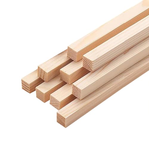 FSSTUD 10 Stück quadratische Holzdübelstäbe, unlackiertes Holz, Bastelstäbe, kleine Holzstreifen, quadratische Holzdübelstäbe, Basteln, Baustreifen, dekorative Holzstäbe, 330 x 12 x 12 mm von FSSTUD