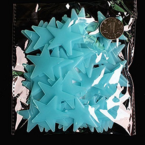 FSSTUD 100 Stck 3cm Leuchtende Sterne Sticker Fluoreszierende Wandsticker Aufkleber für Kinderzimmer Schlafzimmer Blau von FSSTUD