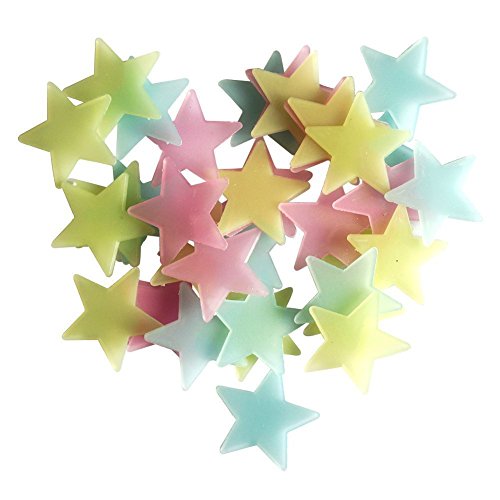 FSSTUD 100 Stck 3cm Leuchtende Sterne Sticker Fluoreszierende Wandsticker Aufkleber für Kinderzimmer Schlafzimmer Bunt von FSSTUD