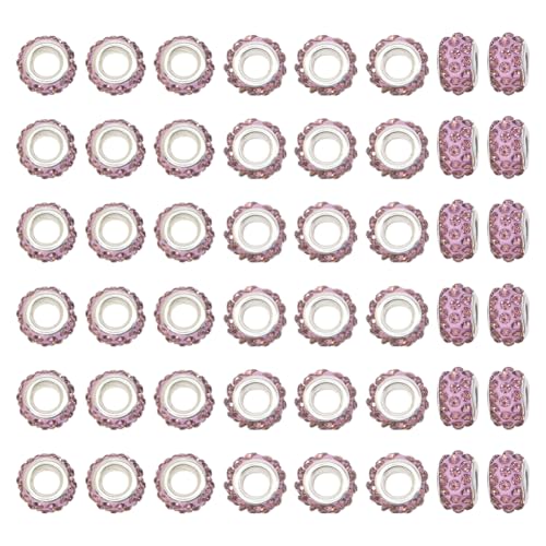 FSSTUD 100 Stück 12 mm große Loch Strass europäische Perlen Schlangenkette Abstandshalter Perlen Glitzer Schmuckherstellung Perle Feengarten Perlen Lampwork Handwerk Abstandshalter für Halskette von FSSTUD